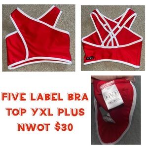 Five Label bra top red & white child xl plus